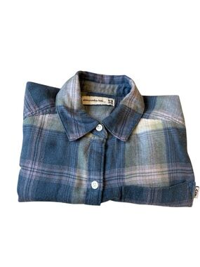 abercrombie kids Blue and Light Pink Plaid Button-Down Shirt